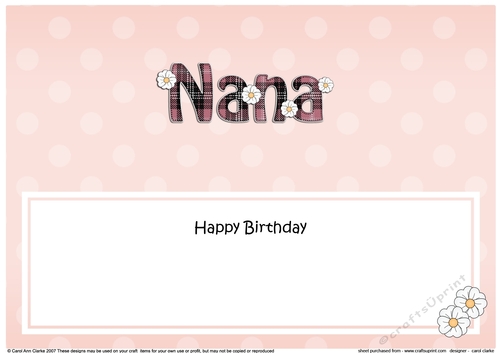 Large DL Happy Birthday NANA insert