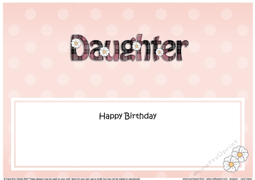 Large DL Happy Birthday DAUGHTER insert