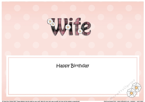 Large DL Happy Birthday WIFE insert