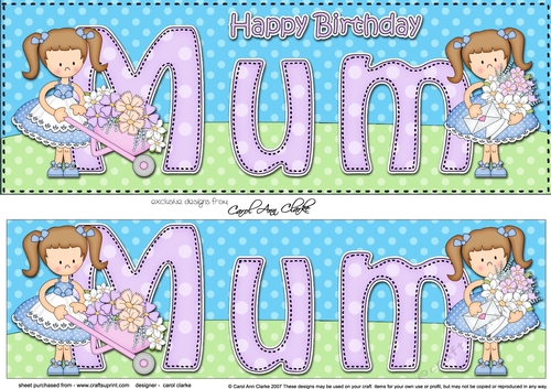 Large DL Happy Birthday MUM 3D decoupage
