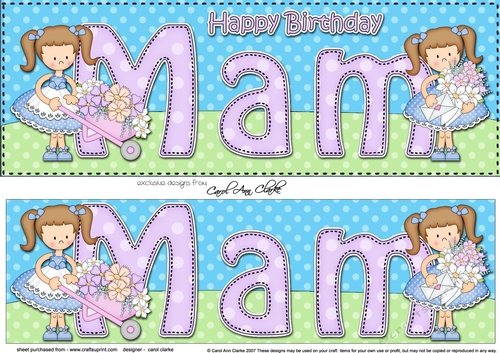 Large DL Happy Birthday MAM 3D decoupage