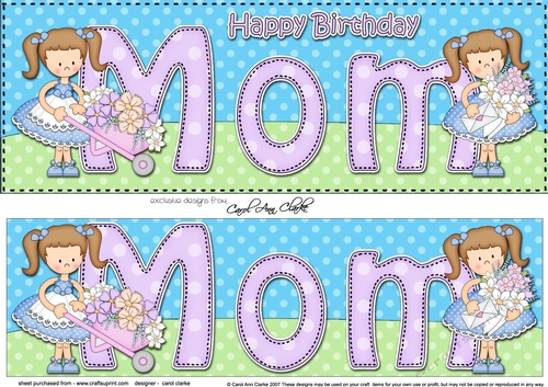 Large DL Happy Birthday MOM 3D decoupage
