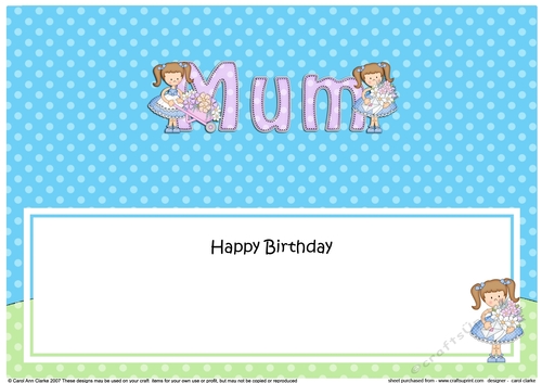 Large DL Happy Birthday MUM insert