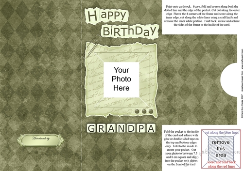 Add a Photo DL Card - Happy Birthday GRANDPA with easy fold frame