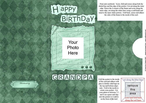 Add a Photo DL Card - Happy Birthday GRANDPA with easy fold frame