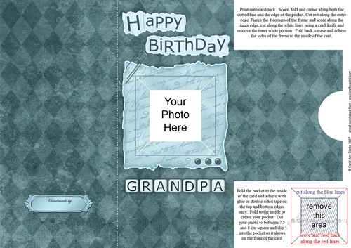 Add a Photo DL Card - Happy Birthday GRANDPA with easy fold frame
