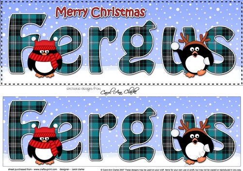 Large DL Merry Christmas FERGUS 3D decoupage 