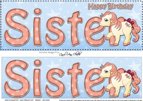 Large DL Happy Birthday SISTER 3D decoupage