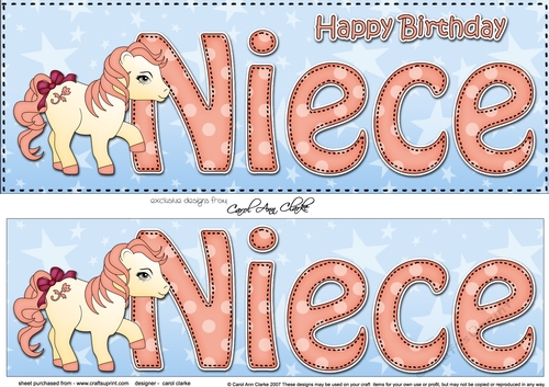 Large DL Happy Birthday NIECE 3D decoupage