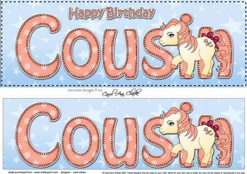 Large DL Happy Birthday COUSIN 3D decoupage