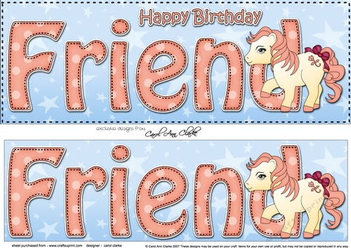 Large DL Happy Birthday FRIEND 3D decoupage
