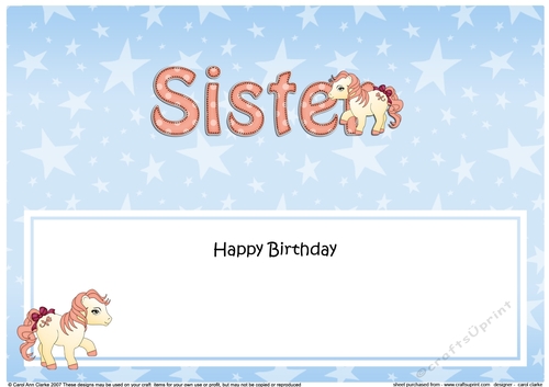 Large DL Happy Birthday SISTER insert