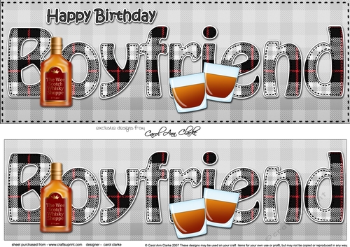 Large DL Happy Birthday BOYFRIEND 3D decoupage