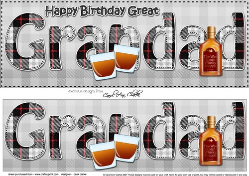 Large DL Happy Birthday GREAT GRANDAD 3D decoupage
