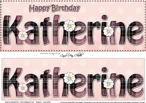 Large DL Happy Birthday KATHERINE insert
