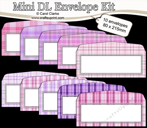 10 Mini Dl (80 x 215mm) Tartan Envelope Kit