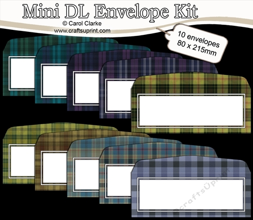 10 Mini Dl (80 x 215mm) Tartan Envelope Kit