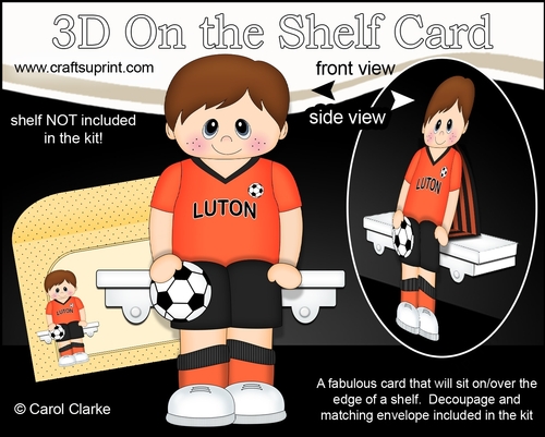 3D On the Shelf Card Kit - Little Footballer Fenton plays for Luton
