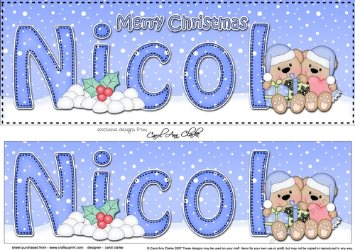 Large DL Merry Christmas NICOL 3D decoupage 