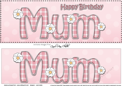 Large DL Happy Birthday MUM 3D decoupage