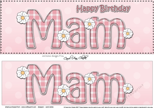 Large DL Happy Birthday MAM 3D decoupage