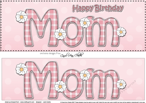 Large DL Happy Birthday MOM 3D decoupage