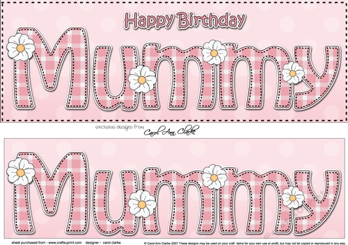 Large DL Happy Birthday MUMMY 3D decoupage