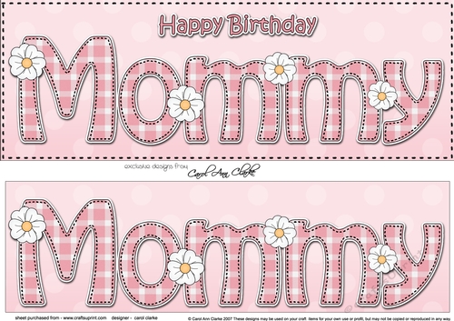 Large DL Happy Birthday MOMMY 3D decoupage