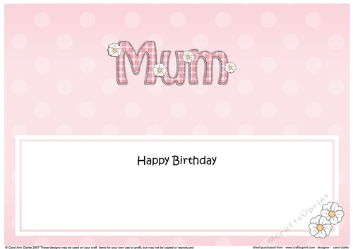 Large DL Happy Birthday MUM insert