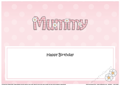 Large DL Happy Birthday MUMMY insert