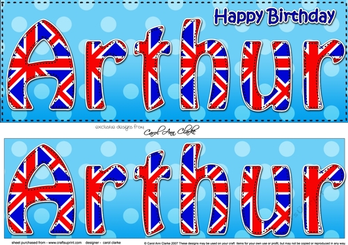 Large DL Happy Birthday ARTHUR 3D decoupage