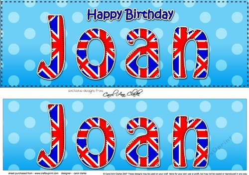 Large DL Happy Birthday JOAN 3D decoupage