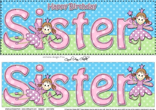 Large DL Happy Birthday SISTER 3D decoupage