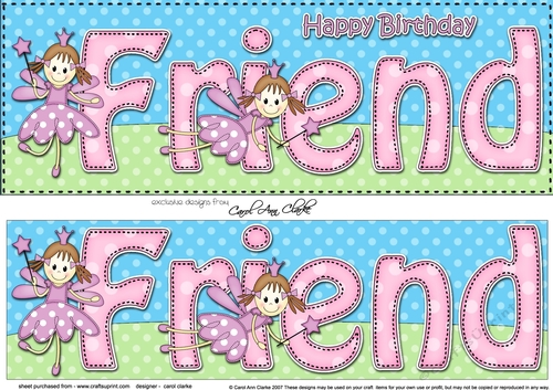 Large DL Happy Birthday FRIEND 3D decoupage