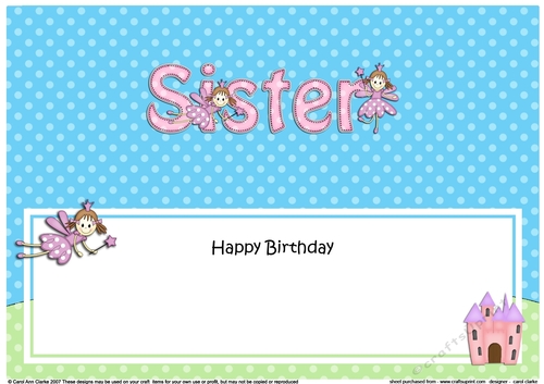 Large DL Happy Birthday SISTER insert