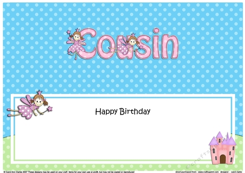 Large DL Happy Birthday COUSIN insert