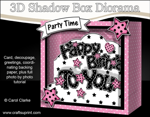 3D Diorama Shadow Box Word Card Mini Kit  -  Happy Birthday To You