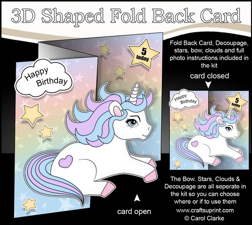 3D Shaped No-Hole Fold Back Mini Kit -   Cute Little Unicorn Magic