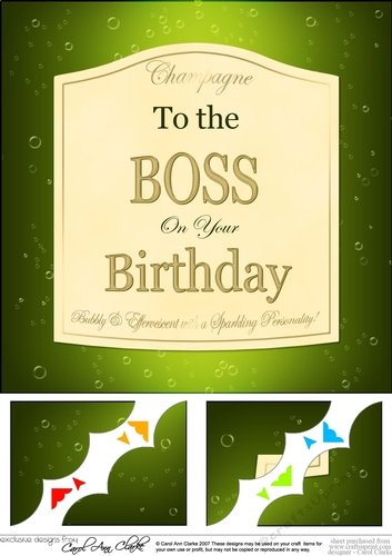 8x8 Birthday BOSS Champagne Label Scalloped Corner