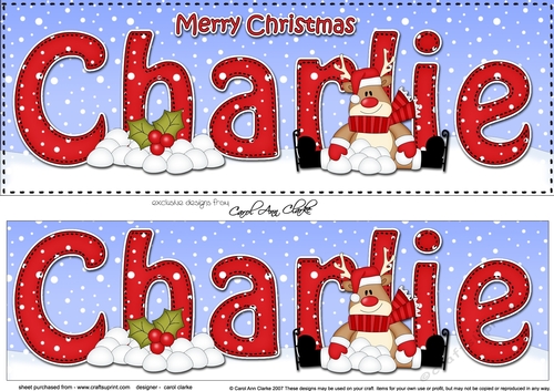Large DL Merry Christmas CHARLIE 3D decoupage 