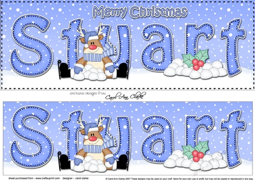 Large DL Merry Christmas STUART 3D decoupage 