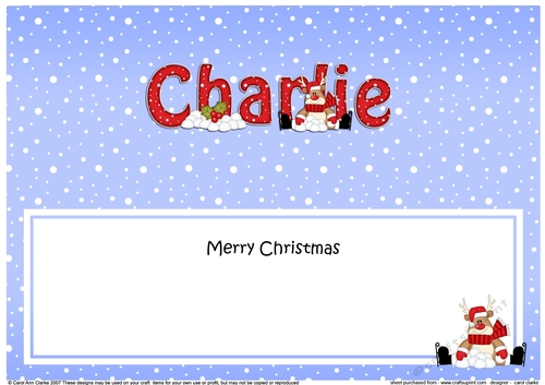 Large DL Merry Christmas CHARLIE insert