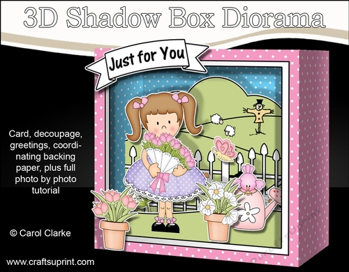 3D Cute Girlz Diorama Shadow Box Card Mini Kit  - Liz  has a Bunch of Pretty Flowers