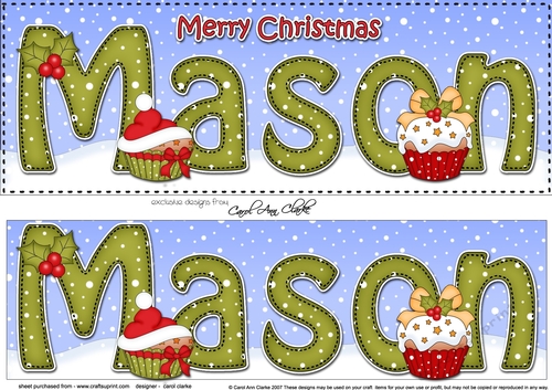 Large DL Merry Christmas MASON 3D decoupage 