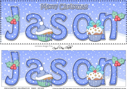 Large DL Merry Christmas JASON 3D decoupage 