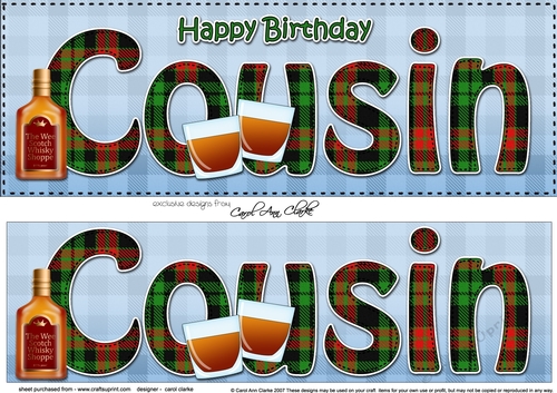 Large DL Happy Birthday COUSIN 3D decoupage