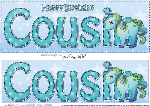 Large DL Happy Birthday COUSIN 3D decoupage