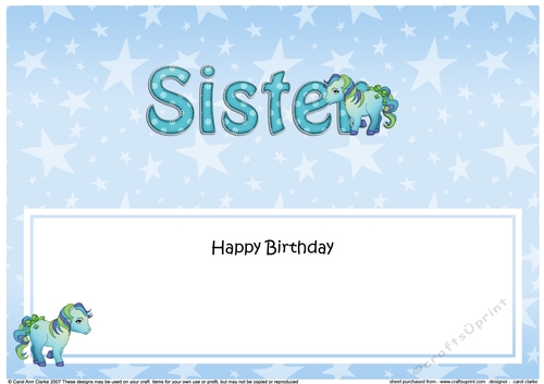 Large DL Happy Birthday SISTER insert