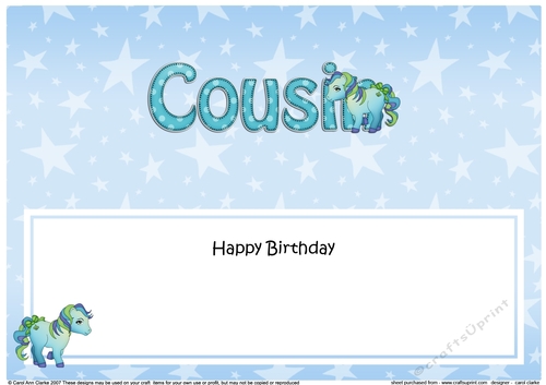 Large DL Happy Birthday COUSIN insert