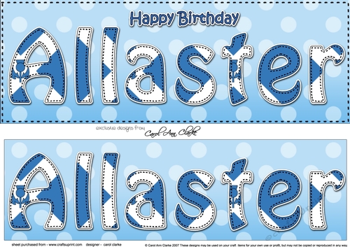Large DL Happy Birthday ALASTER 3D decoupage